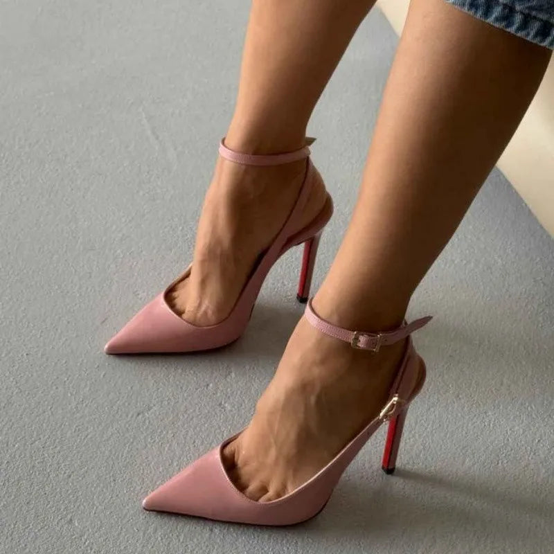 LIZAKOSHT  -  Fashion Pumps New High Quality Handmade Customized Lacquer Leather Shoes Pointed Shallow Mouth Open Heel Women High Heels