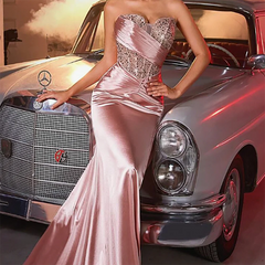LIZAKOSHT  -  Classic Sweetheart Beading Sleeveless Pleat Mermaid Formal Evening Dresses Birthday Party Prom Gowns Customized