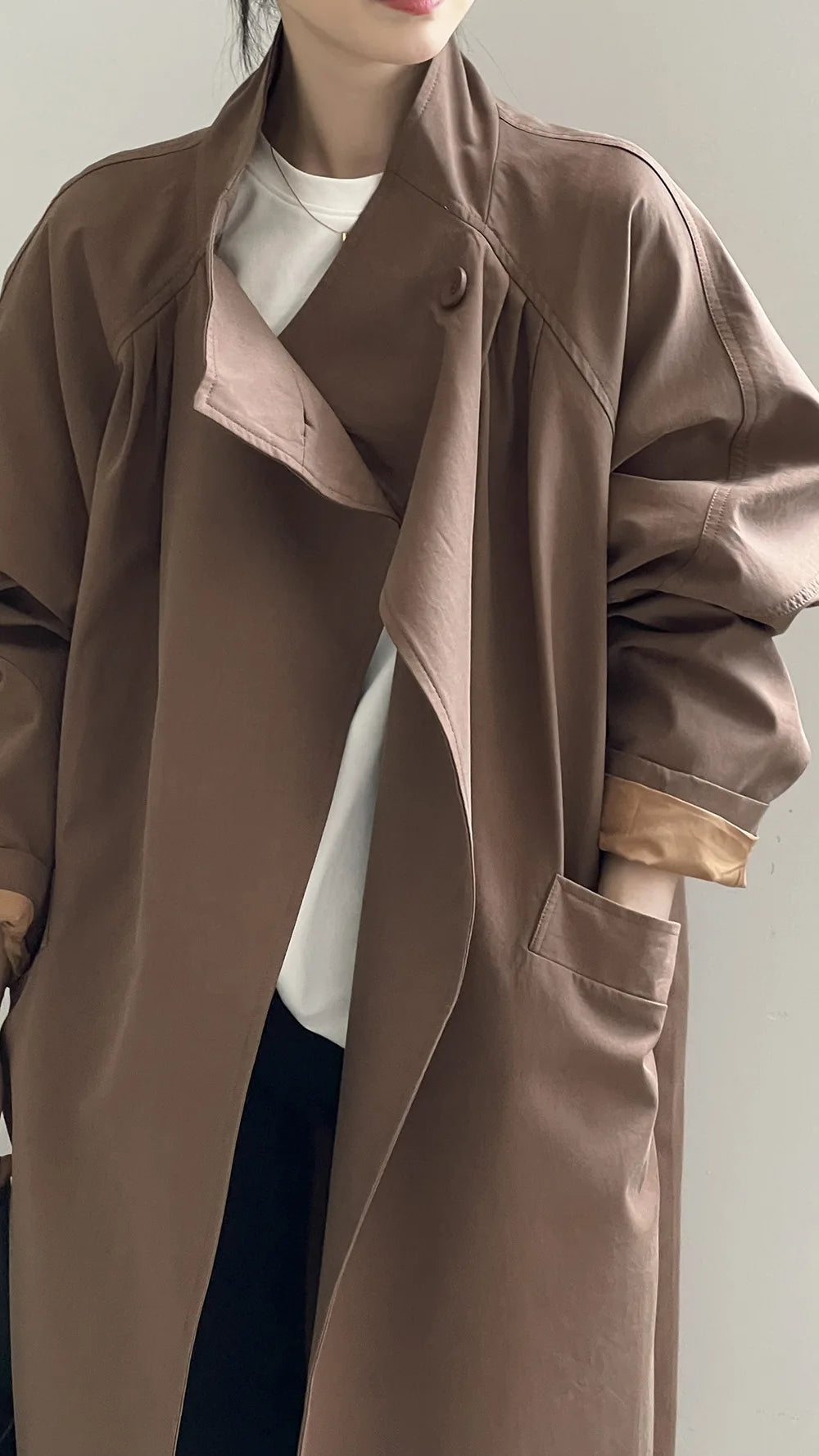 LIZAKOSHT  -  Fashion Minimalism Single Button Trench For Women Lapel Long Sleeve Office Lady Windbreaker Autumn New