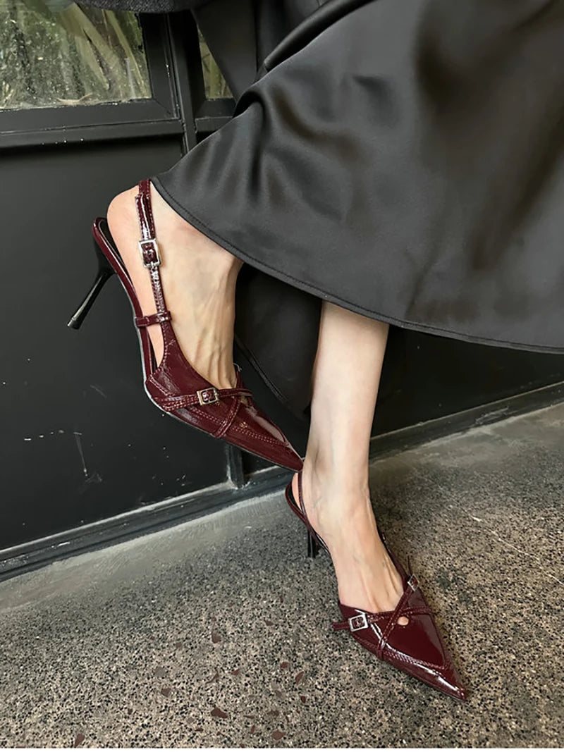 LIZAKOSHT  -  Street Style Pointed Toe Women Muels Sandals Design Style High Heels Banquet Party Dress Sandalias Shoes