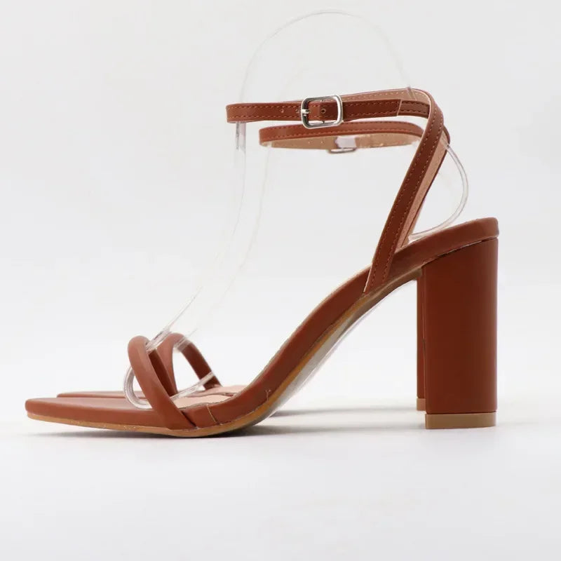 LIZAKOSHT  -  Fashion Chunky High Heel Pointed Toe Sandals for Women Sexy Open Toe Narrow Strap Ankle Strap Women's Elegant High Heel Shoes