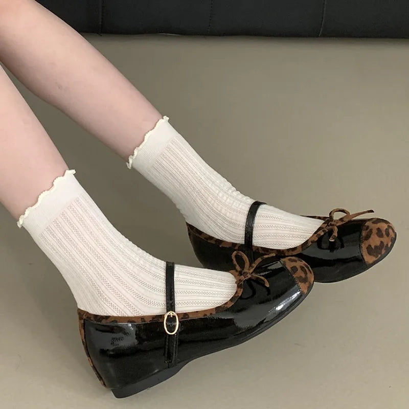LIZAKOSHT  -  Autumn Women Round Toe Mary Jane Shoes Fashion Low Wedge Heel Ladies Elegant Ballerinas Shoes Round Toe Baot Shoes New Woman