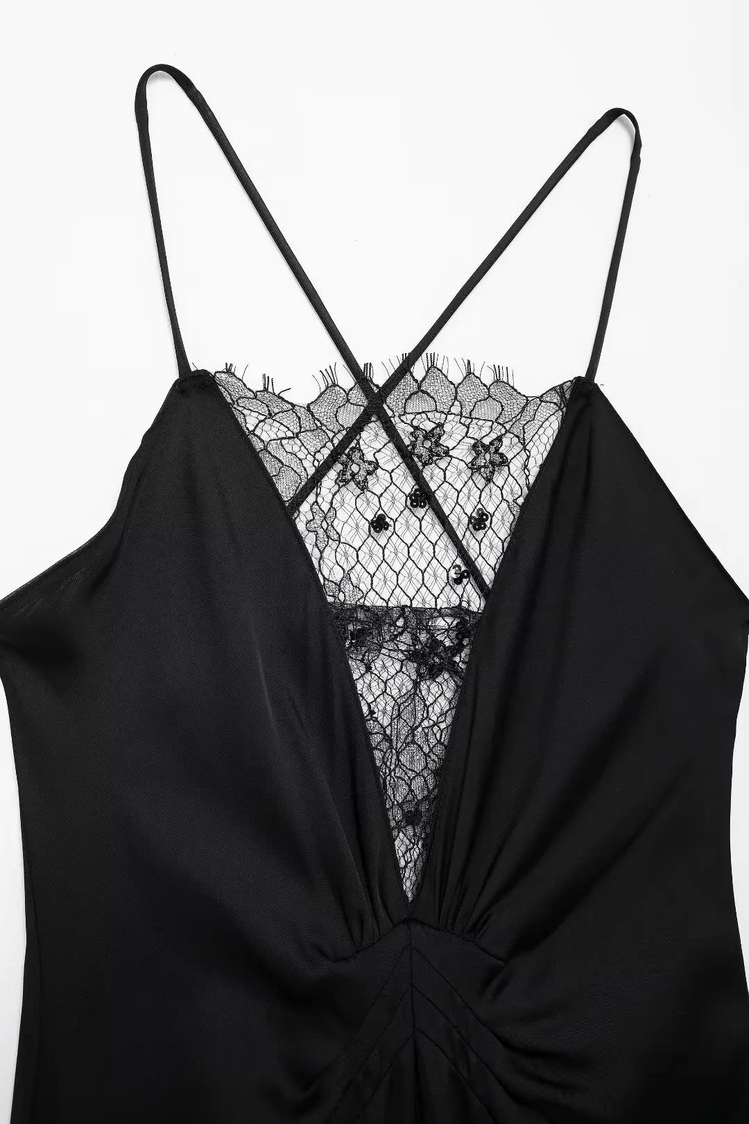 LIZAKOSHT  -  New Fashion Backless Black Party Dress for Women Sleeveless Sexy Lace V-neck Decorative Long Dress Female Long Dress Elegant