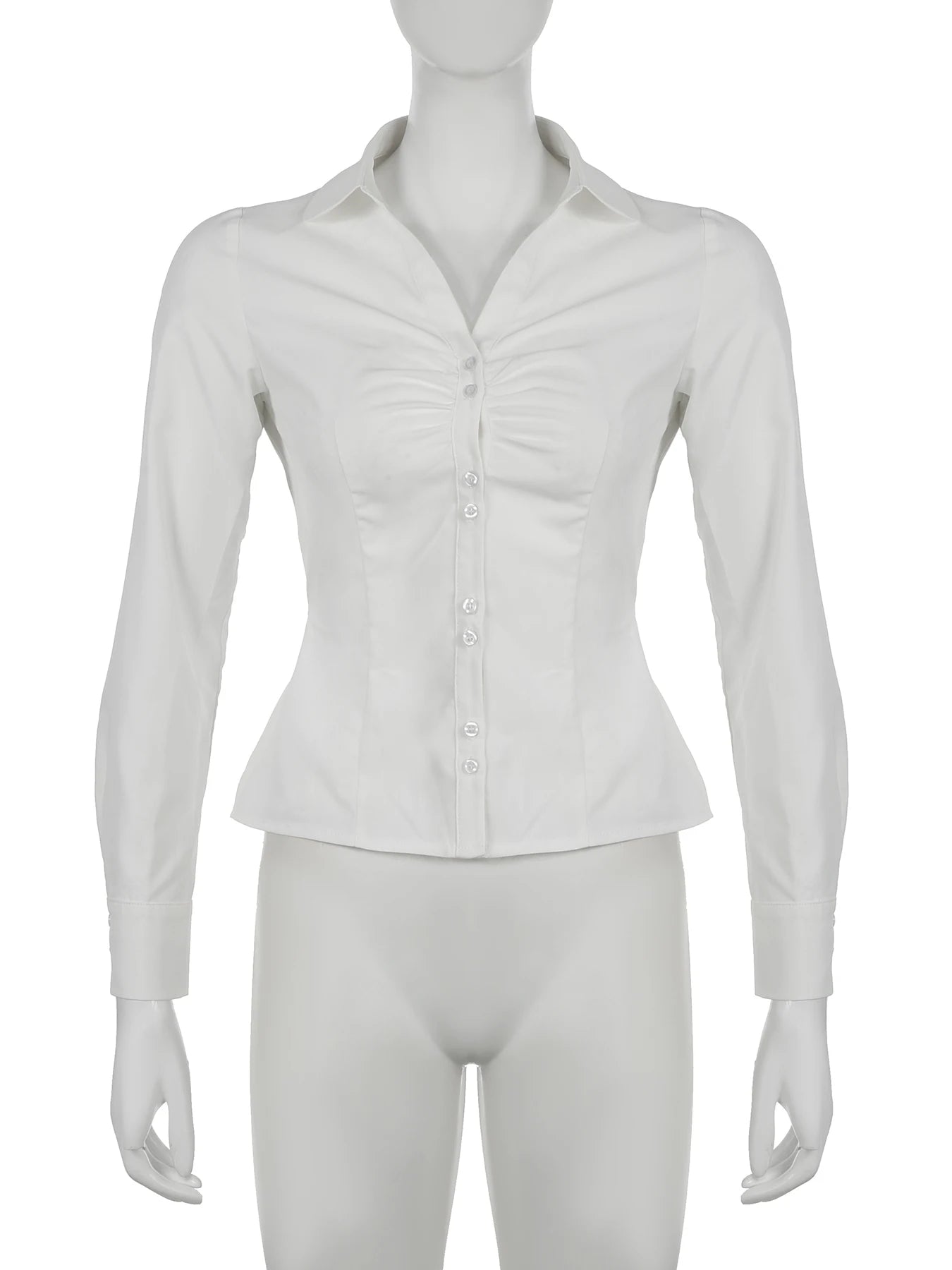 LIZAKOSHT  -  Elegant Fashion Solid Folds Blouse Casual Slim Turn-Down Collar Long Sleeve Shirts Women Autumn Spring Office Lady