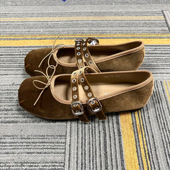 LIZAKOSHT  -  Soft Female Round Toe Footwear Women Mary Janes Lolita Shoes New Silk Fashion Buckle Strap Elegant Shallow Ladies Flats Shoes