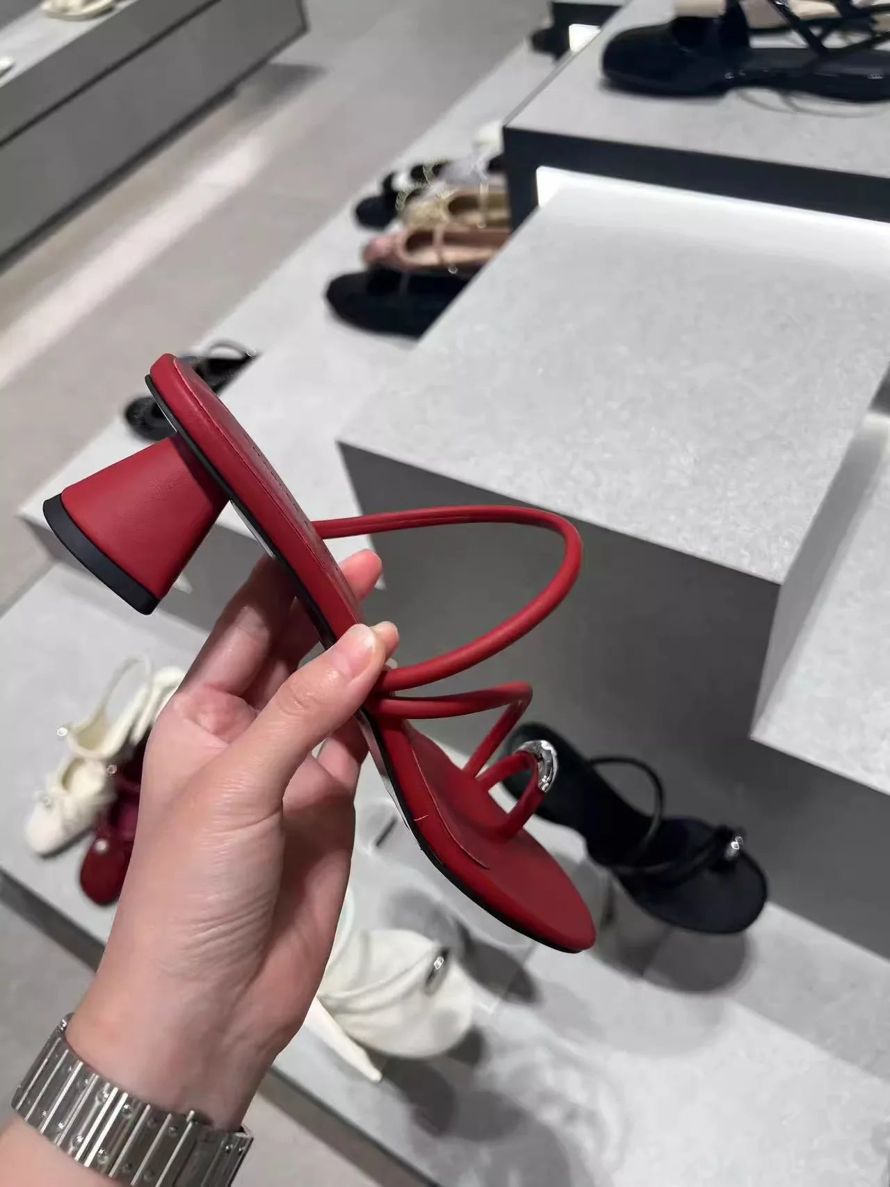 LIZAKOSHT  -  metal buckle clip toe women sandals high heels summer party shoes for woman narrow band gladiator sandalias mujer big size 43