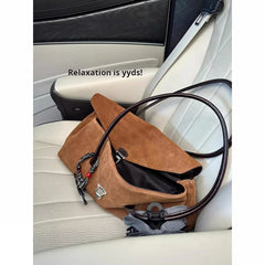 LIZAKOSHT  -  New Brown Suede High-end Tote Bag Fashionable Women's Bag Versatile Suede Handbag Single Shoulder Armpit Bag Commuter Bag