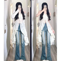 LIZAKOSHT  -  White Ruffled Shirt Camis Dress Sexy Vestidos De Mujer Irregular Robe Femme Summer New Y2k Dresses Slim