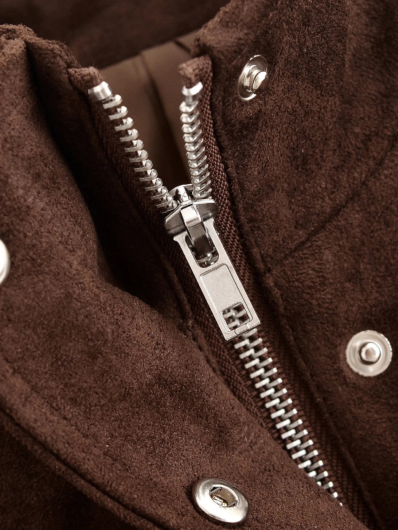 LIZAKOSHT  -  Vintage Suede Bomber Jacket For Women Brown Short Coat High Collar Long Sleeves With Pockets Overcoat New Autumn Winter