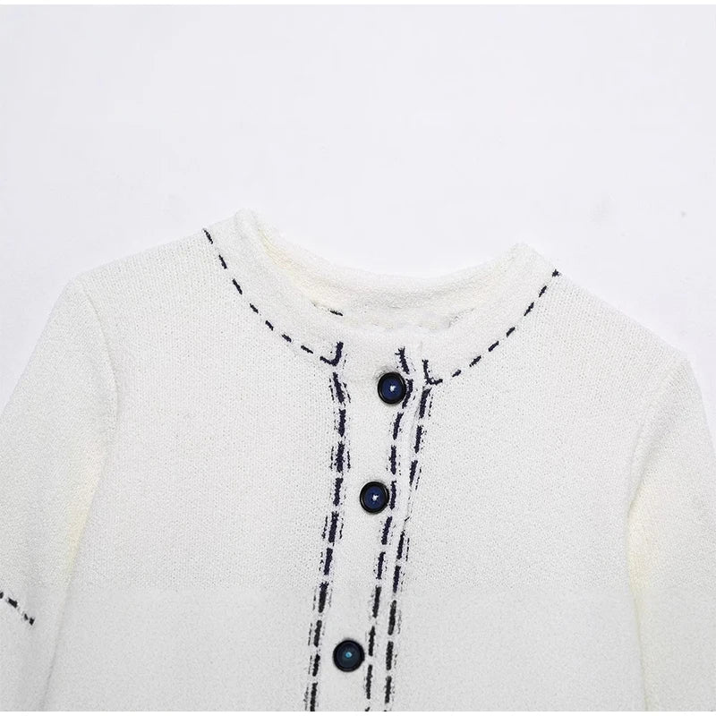 LIZAKOSHT  -  Fashion Knitted Top For Women O-neck Short Sleeve Single Breasted Pocket Mini Blouses 2025 Summer Female  Casual Loose Outerwear