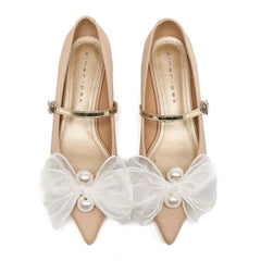 LIZAKOSHT  -  Bowknot Elegant Low Heel Mary Jane Shoes Women Buckle Shallow Fashion Dress Shoes Female Autumn Pointed Toe Pumps Women Shoes