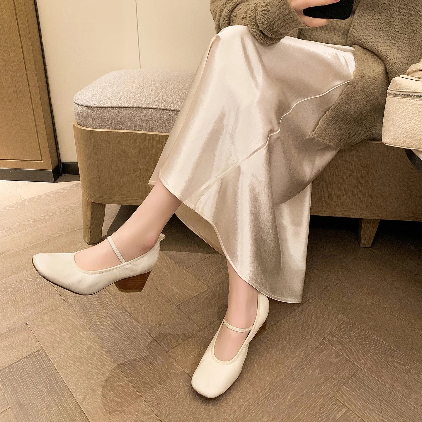 LIZAKOSHT  -  Fashion Pumps New High Quality Genuine Leather Shoes Round Head Elastic Band High Heels Mary Janes Shoes Women's Heels