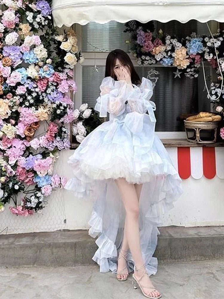 LIZAKOSHT  -  French Lolita Tube Top Vest Dress Women 2025 Summer New Sweet Girl Style High Waist Slimming Kawaii Fairy Lolita Princess Dress