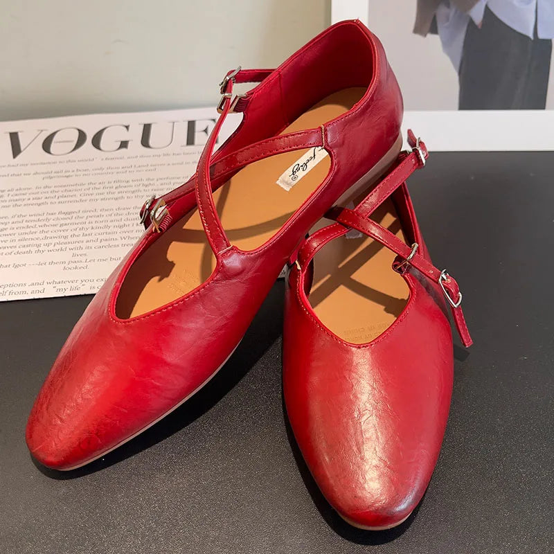 LIZAKOSHT  -  Autumn Women Flat Shoes Fashion Round Toe Slip On Ladies Eelgant Mary Jane Shoes Soft Flat Heel Outdoor Dress Boat Shoes New