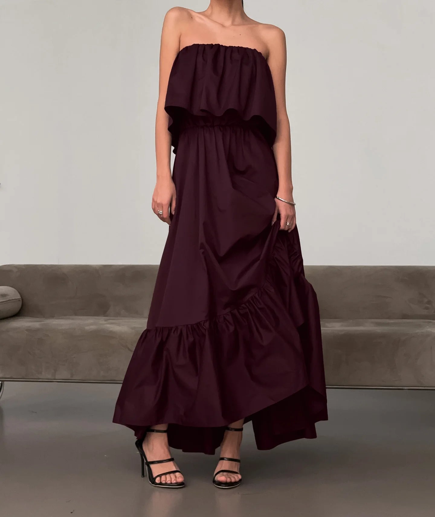 LIZAKOSHT  -  Spring and Summer New French Ruffle Edge Fashion Tube Top Temperament Dress Women's Commuter Elegant Long Dress