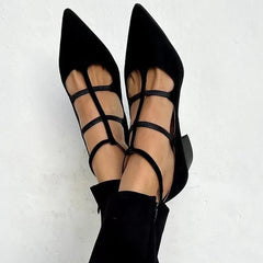 LIZAKOSHT  -  Leopard Pattern Pointed Toe Shoes Summer Spring Chunky Heels Women's Sandals