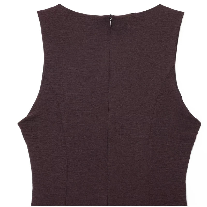 LIZAKOSHT  -  Elegant Single-Breasted Belt Sling Dress Women Fashion Sleeveless Waist-Cinching Pleated Robe 2025 Female Office New Dresses