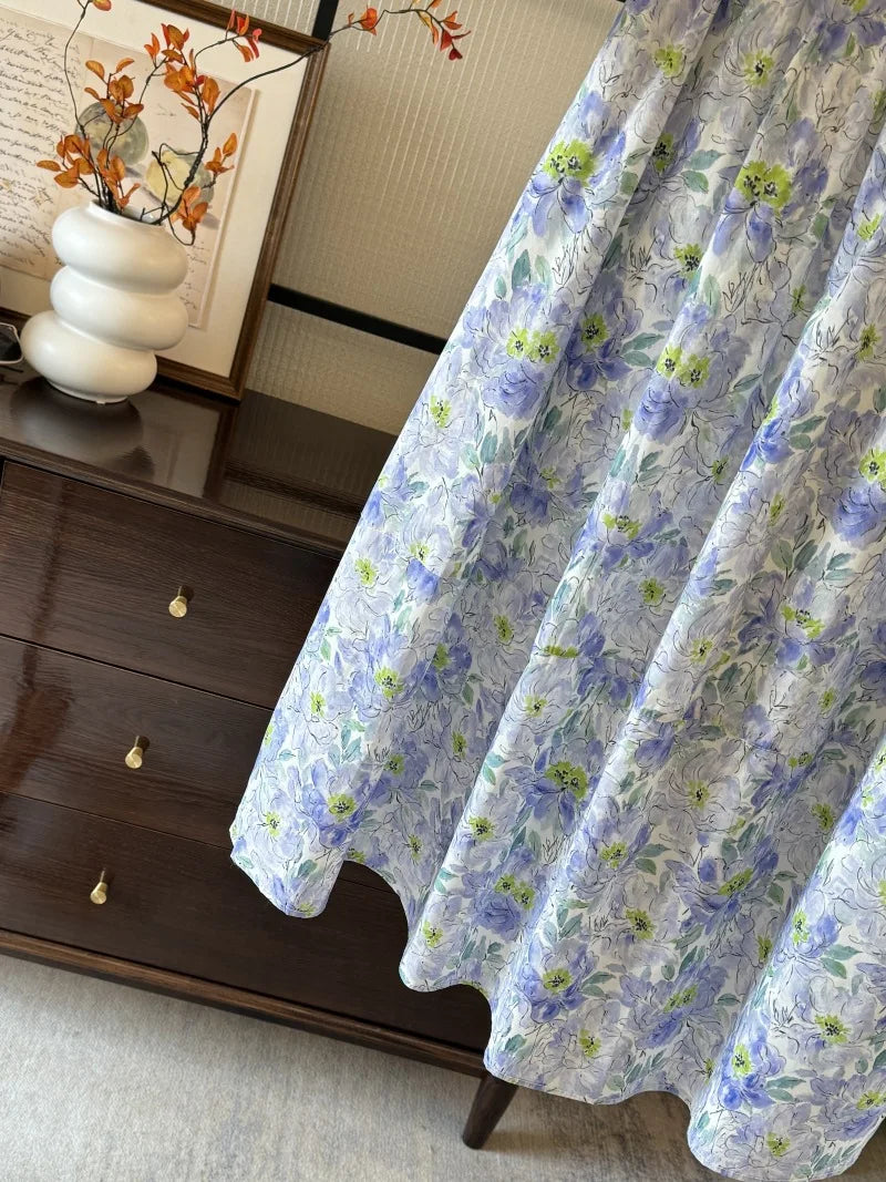 LIZAKOSHT  -  New Arrival Women Summer Flower Print Long Cotton Skirt High Waist A-Line Boho Maxi Skirts Faldas Femme Streetwear