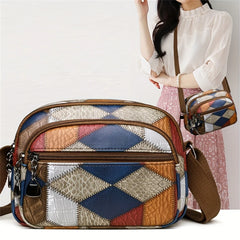 LIZAKOSHT  -  Vintage Crossbody Bag Fashionable And Trendy Patchwork Zipper Sling Bag With Font Pocket Ladies Messenger Bag