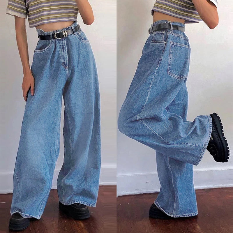 LIZAKOSHT  -  High Waist Flared Jeans Women's Casual Long Trousers Street Sle Denim Flared Pants Summer Collection Wide Leg Trousers