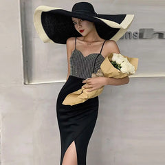 LIZAKOSHT -  2024 New Luxury Evening Dress for Women Rhinestones Spagetti Strap Korean Fashion Vestidos Elegantes Para Mujer Maxi Dresses