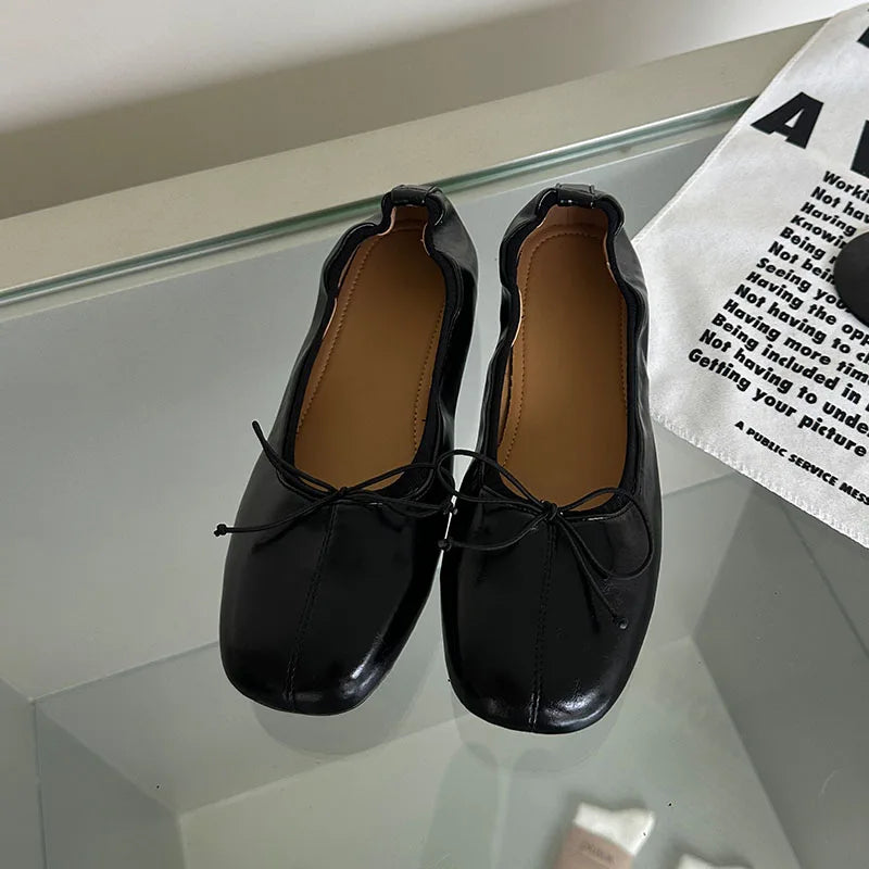 LIZAKOSHT  -  New Spring Autumn Fashion Ladies Shoes Ballet Flats Butterfly-Knot Soft Round Toe Female Dance Casual Women Flat Slip On Shoes