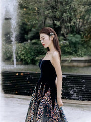 LIZAKOSHT -  Black Strapless Luxury Celebrity Dresses Sleeveless Velvet Sequins A-Line Exquisite Formal Evening Host Party Prom Gowns