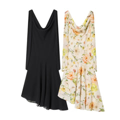 LIZAKOSHT  -  European and American style women's floral dress with irregular swing collar design in winter, one-piece skirt