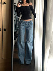 LIZAKOSHT  -  Women Vintage Blue  Jeans Baggy High Waist Cowboy Pants Harajuku Straight Denim Trousers 90s Y2k Trashy 2000s Clothes