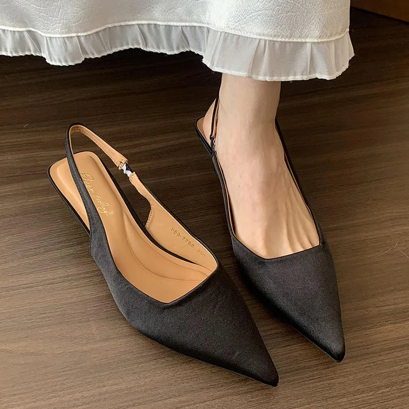 LIZAKOSHT  -  Summer New Brand Women Sandal Fashion Pointed Toe Sahllow Slip On Ladies Elegant Slingback Shoes Thin High Pumps New Woman