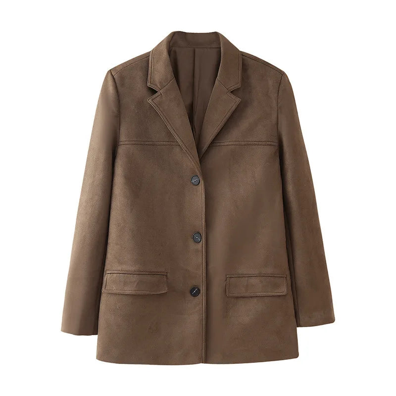LIZAKOSHT  -  Women Spring Vintage Jacket Coat Fashion Women Turn Down Collar Jacket Femme Streetwear Tops Clothes