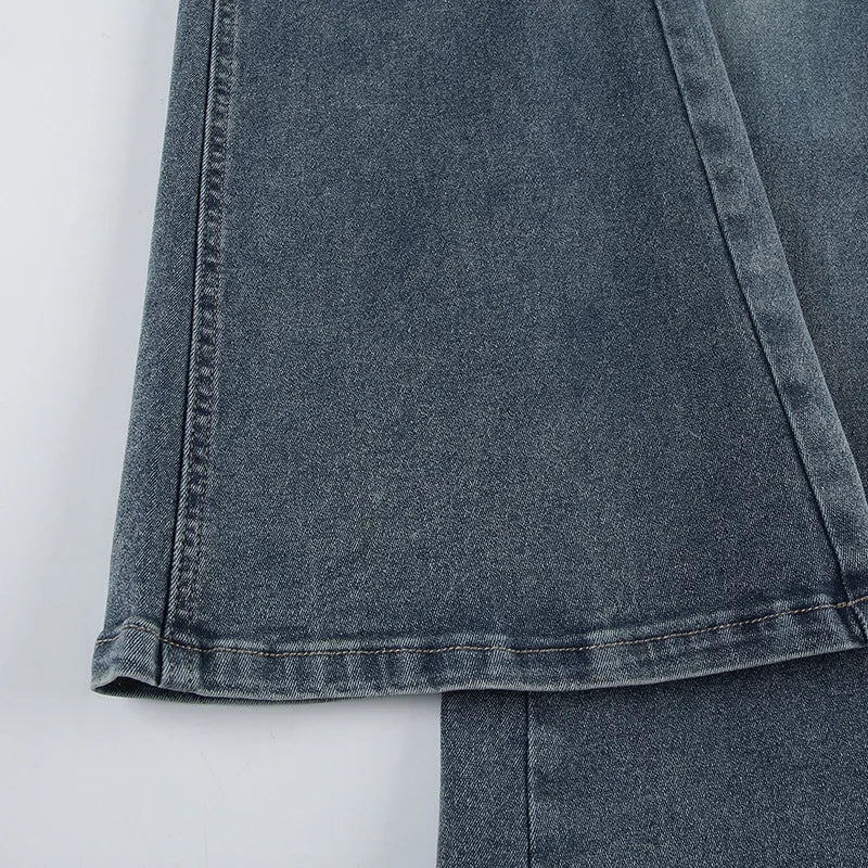 LIZAKOSHT  -  Personality street vintage low-rise jeans breasted slim trousers straight loose women's wide-leg pants