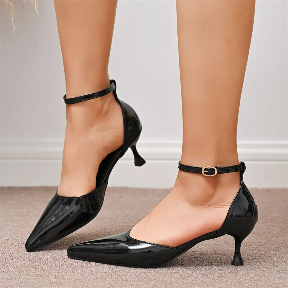 LIZAKOSHT  -  Big Size 43 Elegant Burgundy Pointy Toe Two-Piece Pumps Summer Bow-knot 6cm Kitten Heels Black Office Lady Shoes Women