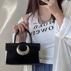 LIZAKOSHT  -  Casual Korean Style Handbag Solid Color Pu Leather Chain Fashion Shoulder Bag 2024 Spring Classic Vintage Crossbody Bag