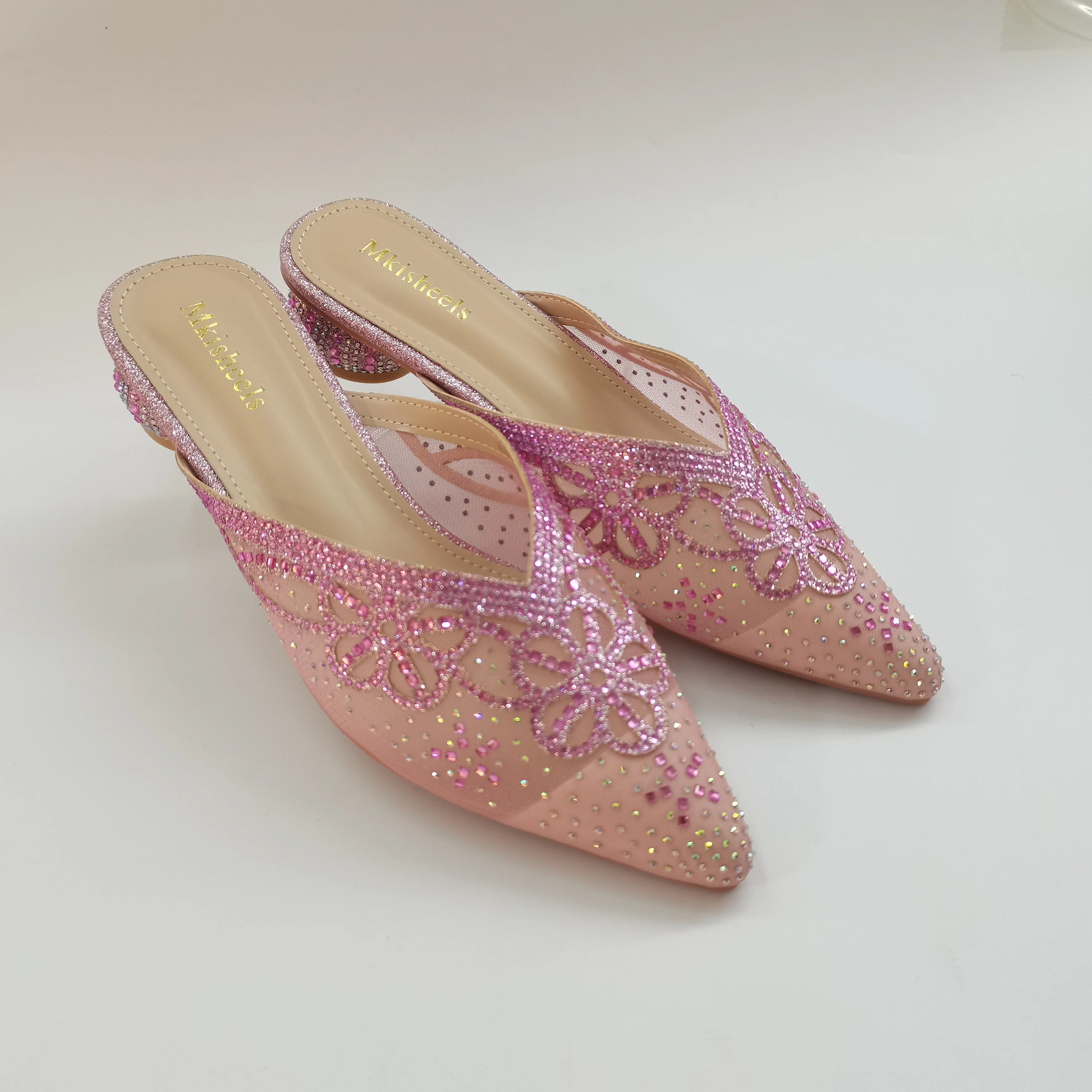 LIZAKOSHT  -  Italian Ladies Soft Sandals Pretty Blue Embroidered Mesh Mules for All Occasions Women's Comfortable Shoes Hot Selling Style