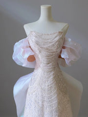 LIZAKOSHT  -  White Luxury Senior Evening Dresses Bow Strapless Beading Off The Shoulder Shiny Sequin Cockital Host Party Evening Prom Gown