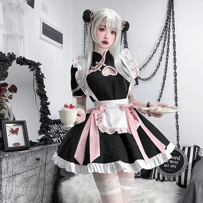 LIZAKOSHT  -  Chinese Style Maid Lolita Cosplay Costume Women Sweetheart Cheongsam Dress Halloween Party Waitress Role Play Animation Show New