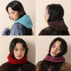 LIZAKOSHT  -   Knitted Headscarf Hat for Adults Solid Color Winter Integrated Hood Neck Face Cover Stretchy Windproof Balaclava Ski Hat 56-58cm