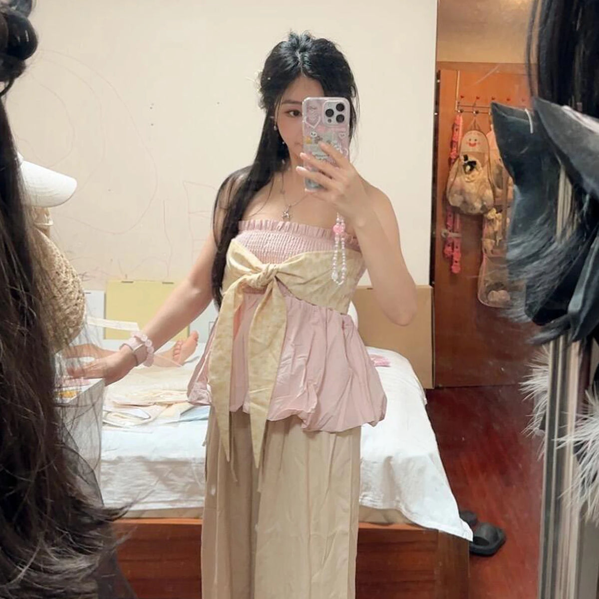 LIZAKOSHT  -  Sweet Korean Style  Knot Tube Top Vest Women's Summer New Pink Waist-Cinching Strapless Shirt Young Women's Fashion
