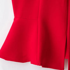 LIZAKOSHT  -  Halter Neck Peplum Sleeveless Top Hollow Keyhole Front Spring Summer Chic Vocation Date Lady Women Bright Elegant Outfit