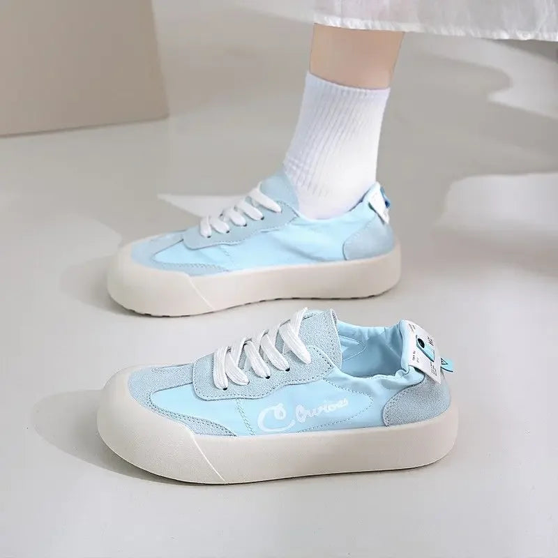 LIZAKOSHT  -  Canvas Lace Up Female Footwear Low Women's Shoes High on Platform Whit Casual Sneaker Offers Free Shipping Summer 2024 Walking A
