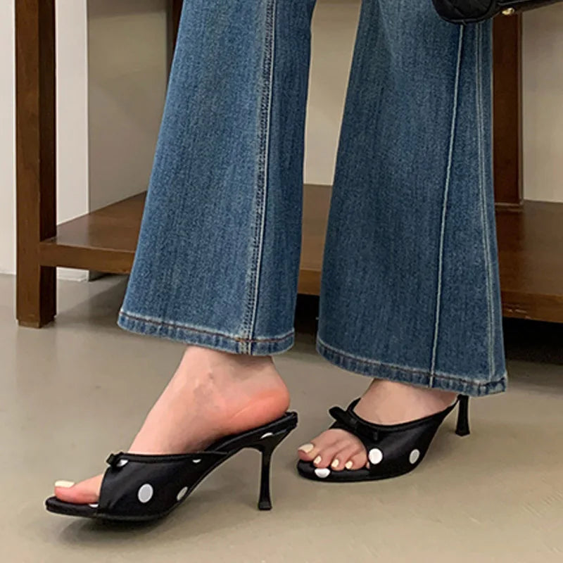 LIZAKOSHT  -  New Summer Design Butterfly-kont Open Toe Women Slippers Fashion Thin High Heels Party Prom Slide Shoes