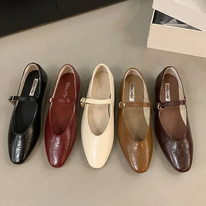 LIZAKOSHT  -  Spring Women Flats Fashion Round Toe Shallow Slip On Ladies Ballerinas Shoes Soft Flat Heel Mary Jane Shoes Mujer New Woman
