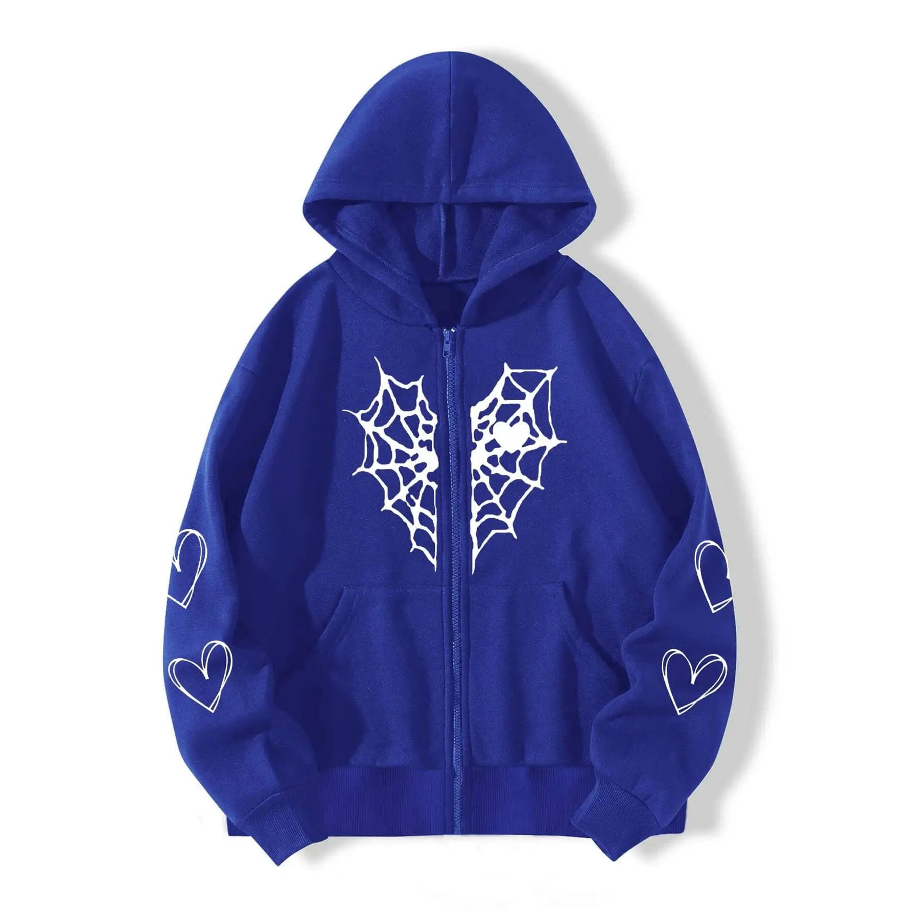 LIZAKOSHT  -  Thi Heartaped Printed Zipper Warm Hooded Cardigan Long Sve Mid-Length Polyester Women's Sweatirt Faion Autumn