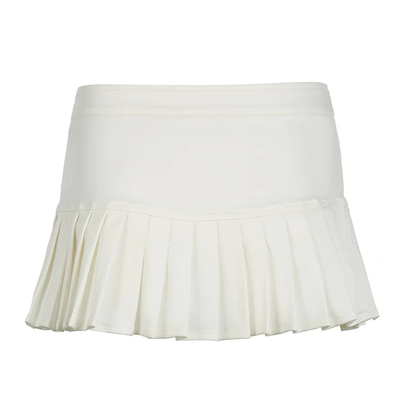 LIZAKOSHT  -  Sexy Low Waisted Pleated Skirts for Women Solid Y2K Aesthetic Korean Bottoms Clubwear Fashion 90s Cute Outfits