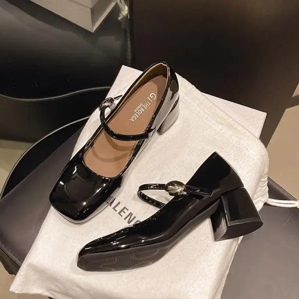 LIZAKOSHT  -  Shoes Summer High Heels Sandals Ladies Branded Pumps Square Toe Mary Jane Sweet Casual Spring African Fashion Latest Retro