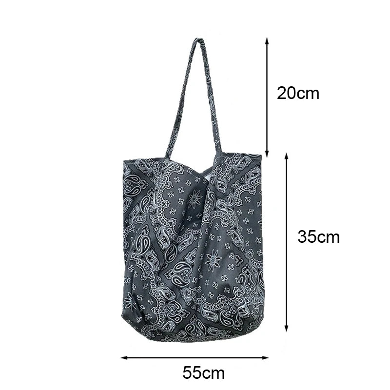 LIZAKOSHT  -  Fashion Student Canvas Bag Large Capacity Handbag Retro Cashew Flower Shoulder Bag Casual Tote For Woman
