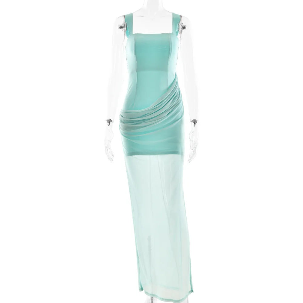 LIZAKOSHT  -  Sexy Bal Pleated Slim Fit Dr Women's High Waist Svel Gown Ciwalk Faion European Sle No Brand
