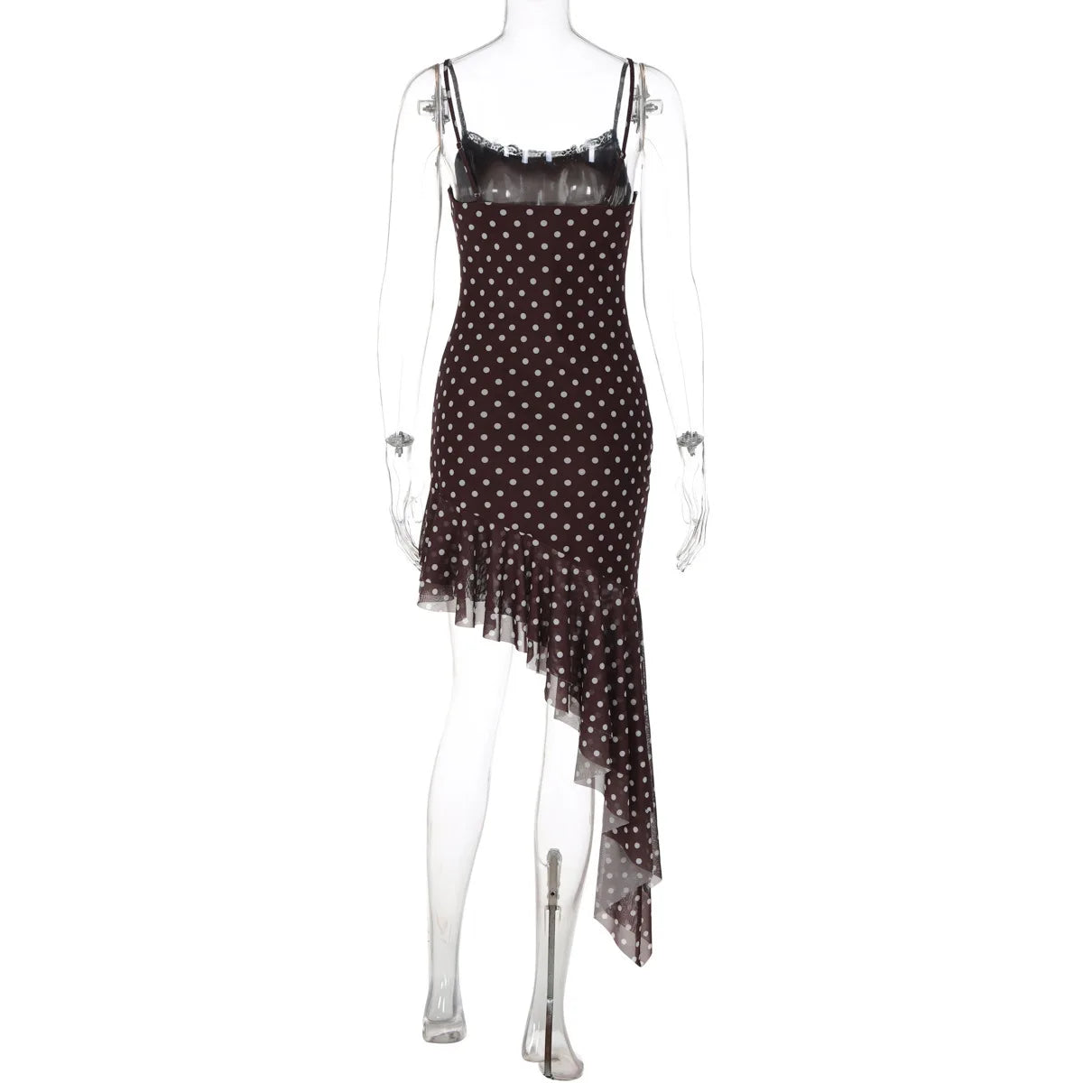 LIZAKOSHT  -  Summer Women Sexy Hem Fashion Dress Female Polka Dot Lace Patchwork Square Neck Slim Fit Party Holiday Casual Vestidos