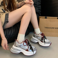 LIZAKOSHT  -  Fashion Thick Platform Shoes Women Sneakers Cross Lace-Up Casual Shoes Flats Tenis Feminino Comfortable Women Sneakers